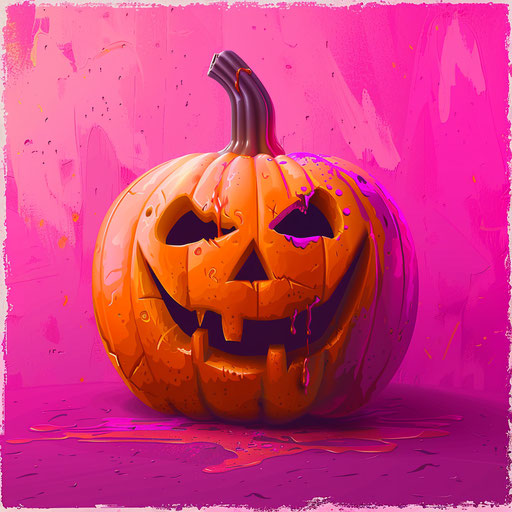 Happy Halloween clipart on bright magenta background