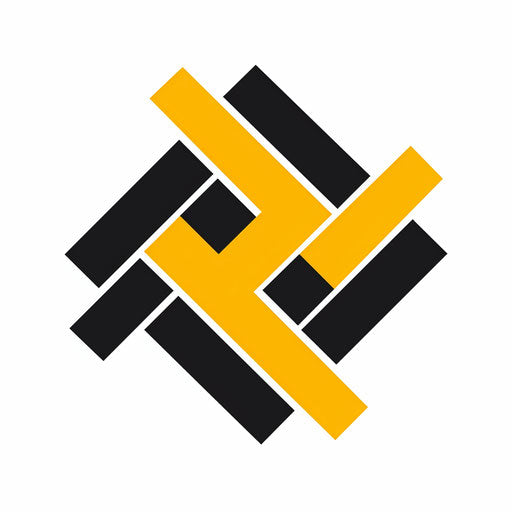 Modern black and yellow logo on sleek white background