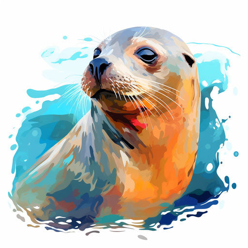 Seal in Impressionistic Art style, on white background