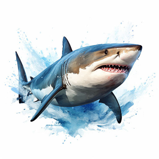 Shark clipart in the style of Oil painting, on a white background