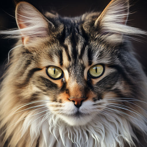 Norwegian forest cat, close-up of the face
