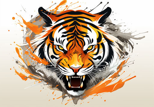 Elegant calligraphic tiger head in fast motion