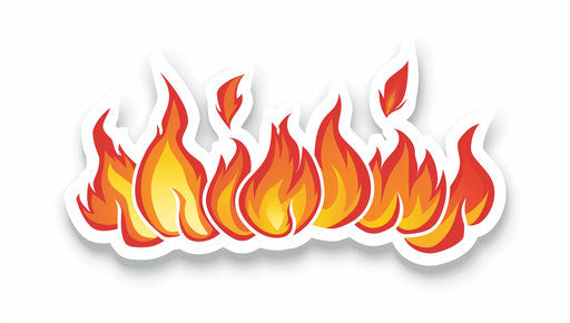 White flame sticker, text and emoji installation style
