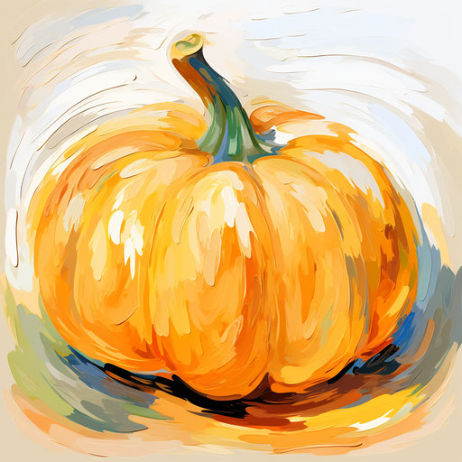 Pumpkin clipart in the style of Impressionistic Art, on a white background