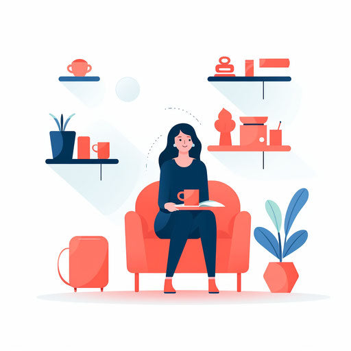 Minimalist style clipart of a customer on white background