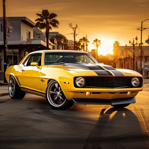 Bright yellow classic car