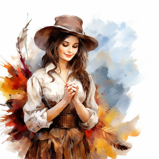 Thankful clipart in the style of Oil painting, on a white background