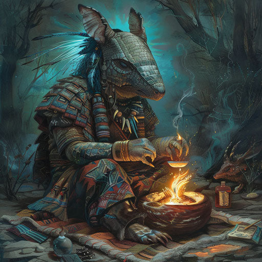 The mystical armadillo summons spirits in a ritual