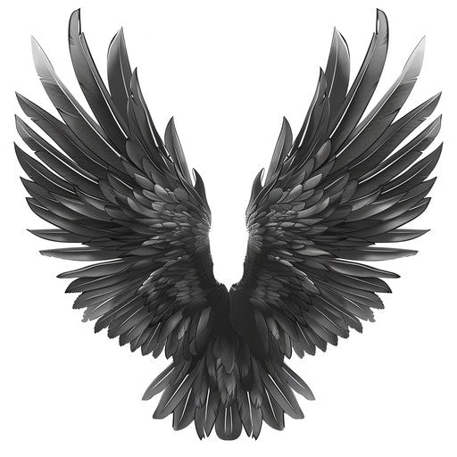 Market clipart in photo realistic style with flat random background, monochrome palette and detailed wings