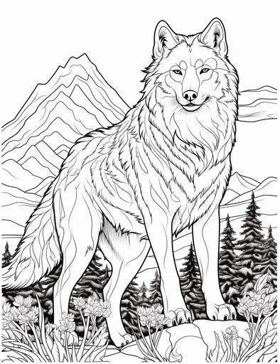 White wolf coloring card, stencil style, animated gifs, low angle 24:31