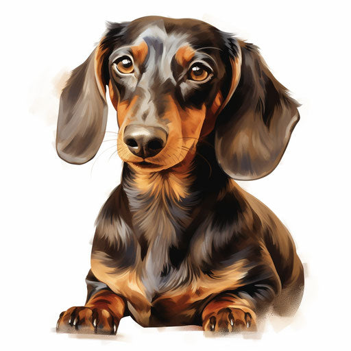 Dachshund Clipart in the Style of Oil Painting on White Background