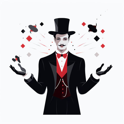Magician in Minimalist style, on a white background