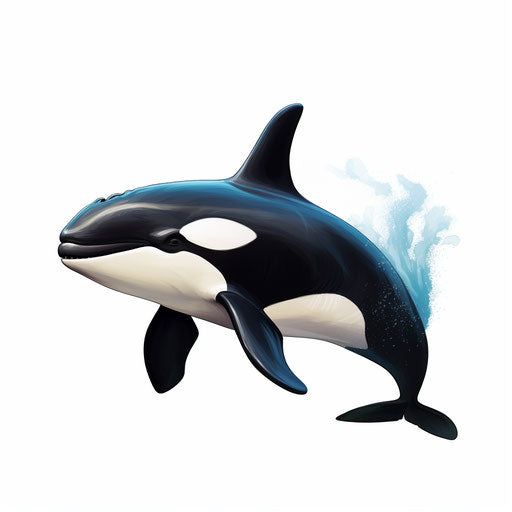 Orca clipart in the style of Chiaroscuro Art, on a white background