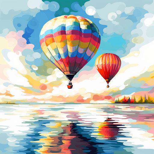 Balloon clipart in the style of oil painting, on white background
