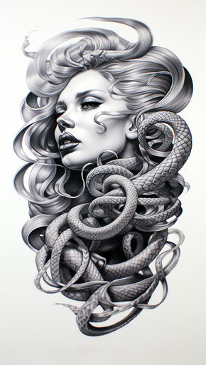 Medusa Tattoo: Queercore, Monochromatic Serenity