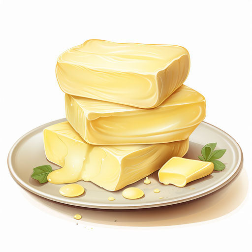 Butter illustration in the style of Pastel Colors Art, on a white background
