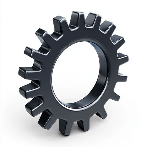 3D gear on flat white background, isolated clipart