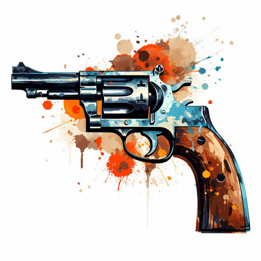 Gun clipart in the style of Oil painting, on a white background