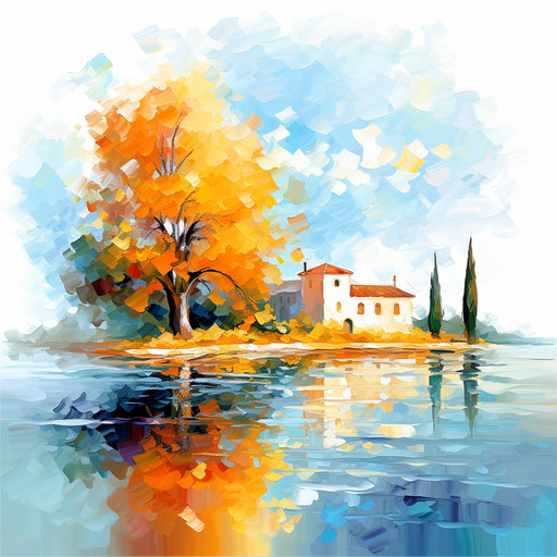 Colorful clipart in the style of Impressionistic Art, on white background