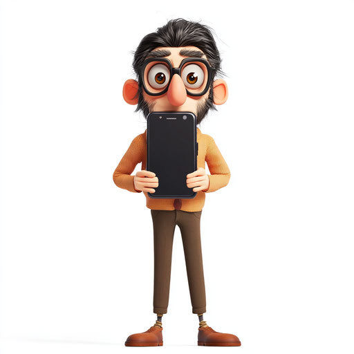 Humorous caricature of smartphone with human characteristics