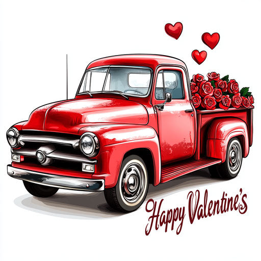 Truck full of red roses for Valentine's Day