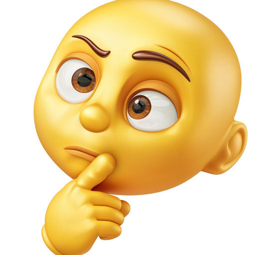 Deep thinking yellow face with hand on chin