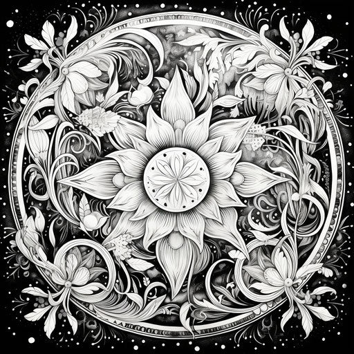 Abstract watercolor floral pattern, supernatural creatures style