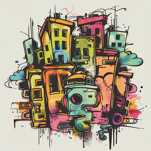 Flat tattoo sketch of graffiti style clipart urban street art mural