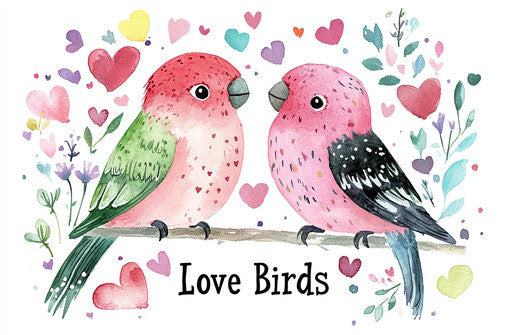 Watercolor illustration of cute Valentine's Day theme