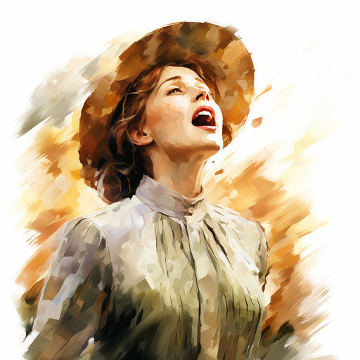 Singer in the style of oil painting on white background