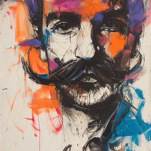 Impressionistic tattoo sketch of a mustache with loose, expressive paintwork