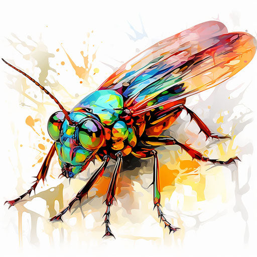 Insect clipart in the style of Impressionistic Art, on a white background