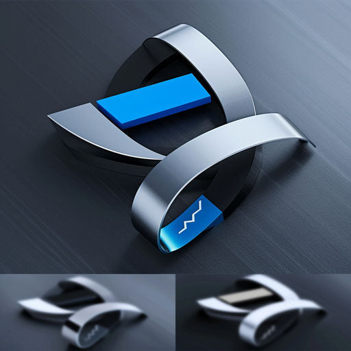 Modern corporate logo with clean typography and blue-silver palette