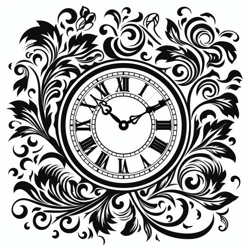 Drawn clock, vector illustration on a white background