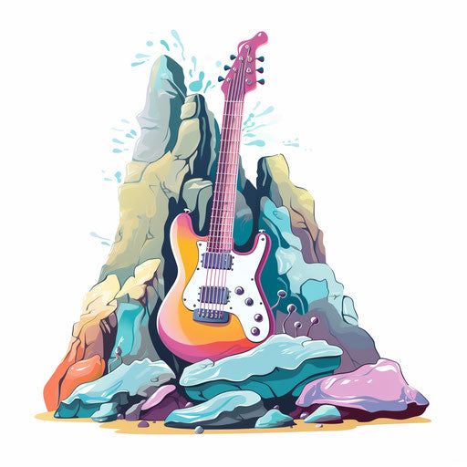 Rock illustration in Pastel Colors Art style, on white background