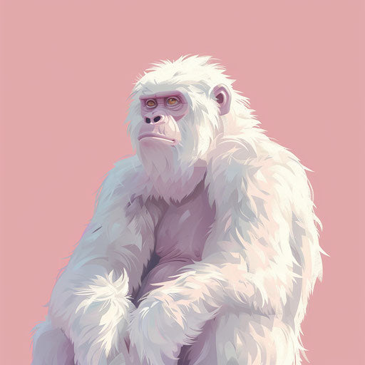 Dusky rose background with realistic yeti clipart