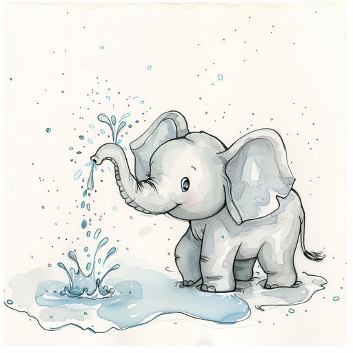 Adorable elephant spewing water