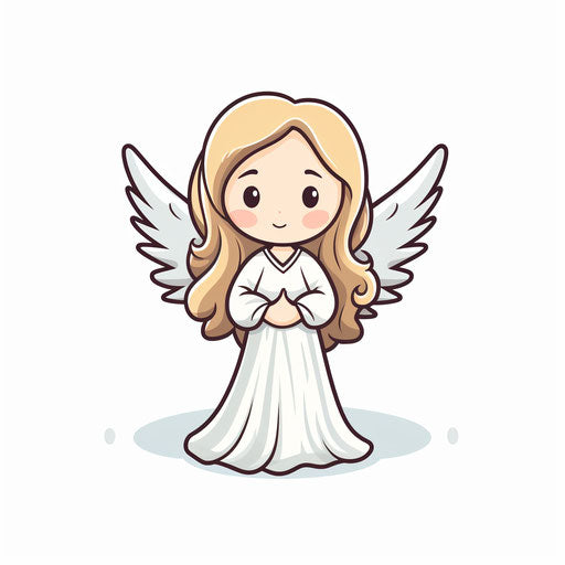 Minimalist angel clipart on white background
