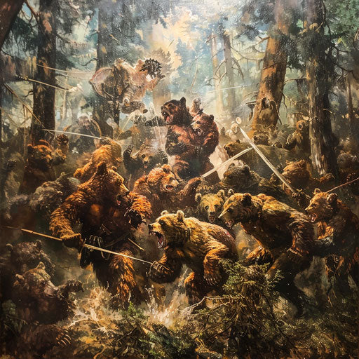 Epic Bear Warriors in a Mythical Forest Battle