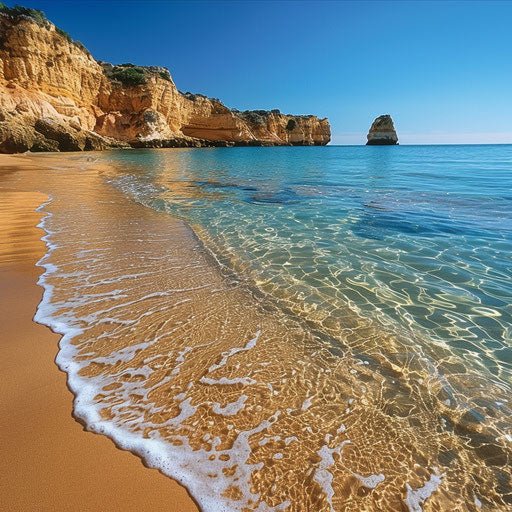 Rocha Beach with crystal clear waves and golden sands