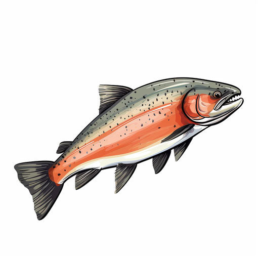Minimalist style trout clipart on white background