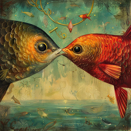 Meeting of fish and bird