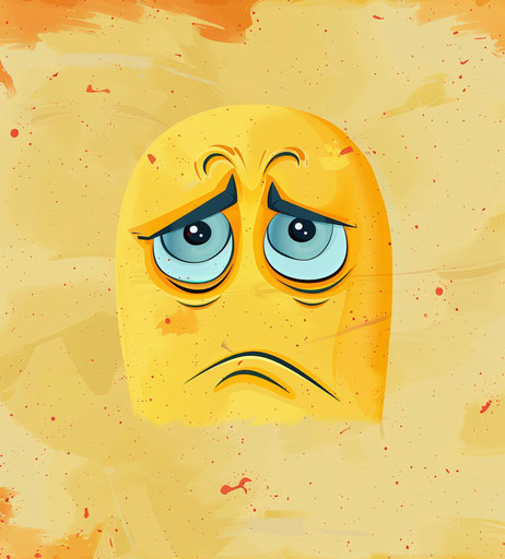 Emotional face with hyperbolic expression, naive style