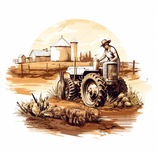 Agriculture clipart in the style of Chiaroscuro Art on white background