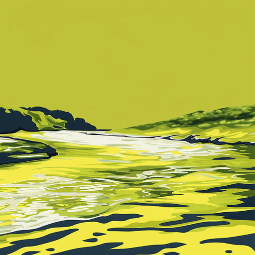 River clipart on chartreuse background