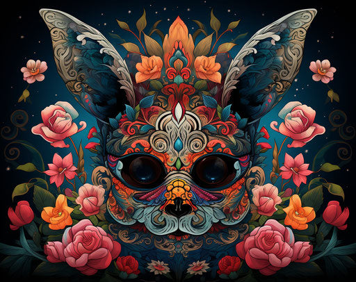 Day of the Dead Rabbit, Neo-traditional Japanese Style