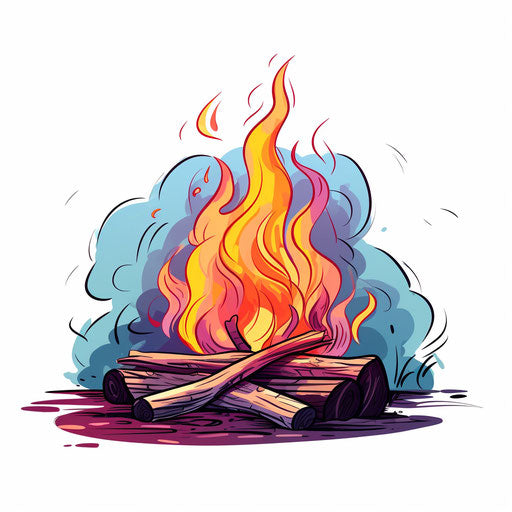 Campfire drawing in the Pastel Colors Art style