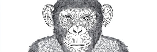 Very simple chimpanzee coloring book page 3:1