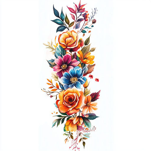Feminine leg tattoo with floral elements