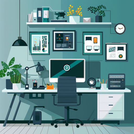 Secure home office with VPN and cybersecurity measures